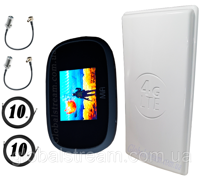 Комплект 4G/LTE Novatel Verizon MiFi 8000 (8800) Cat 18 до 1.2 Гб/сек и Антенна планш. MIMO 2×24dbi (48дб)