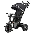 Дитячий триколісний велосипед Tilly Dynamic T-3810 (чорний) з ручкою, PU колесами, капюшоном та музичною фарою, фото 2