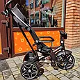Дитячий триколісний велосипед Tilly Dynamic T-3810 (чорний) з ручкою, PU колесами, капюшоном та музичною фарою, фото 7