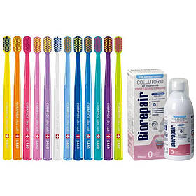 Убна щітка Curaprox CS 5460 Ultra Soft для чутливих ясен + ополіскувач BIOREPAIR PLUS "Для ясен з гіалуроновою кислотою"