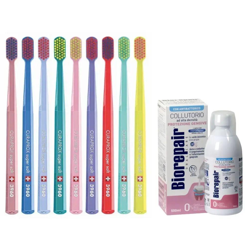 Зубна щітка Curaprox CS 3960 Super Soft для чутливих ясен + ополіскувач BIOREPAIR PLUS "Для ясен з гіалуроновою кислотою"