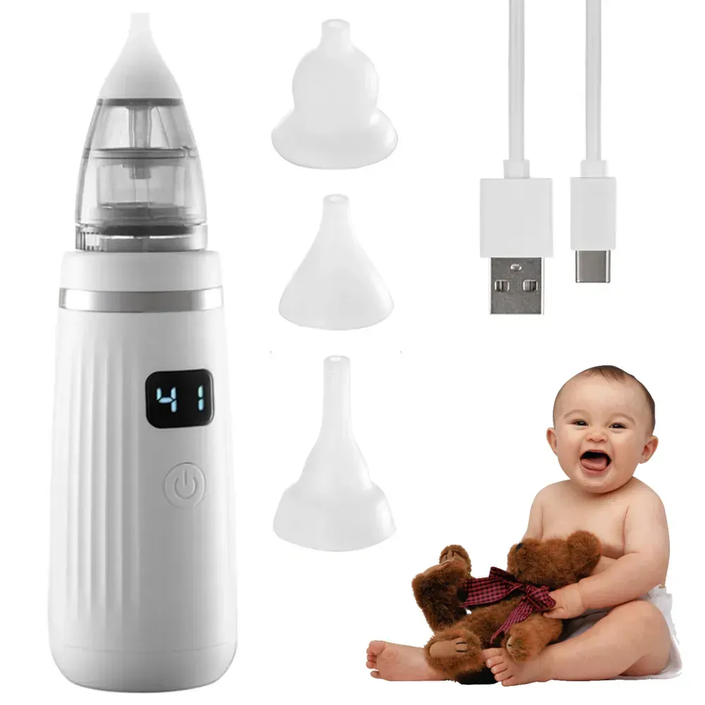 Акумуляторний аспіратор для дітей 2в1, + 3 насадки, BABY NOSE / Дитячий електронний соплеотос