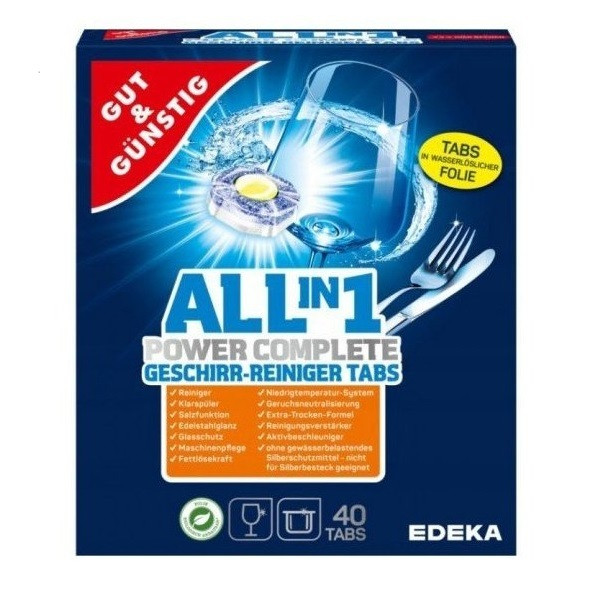 Таблетки для посудомийних машин Gut&Gunstig All in One 40 шт