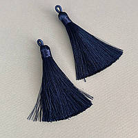 Шовкові китиці для сережок 8 см - синій темний