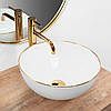 Умивальник (раковина) REA STELLA WHITE GOLD EDGE білий накладний, фото 3
