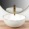 Умивальник (раковина) REA STELLA WHITE GOLD EDGE білий накладний, фото 4