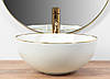 Умивальник (раковина) REA STELLA WHITE GOLD EDGE білий накладний, фото 6