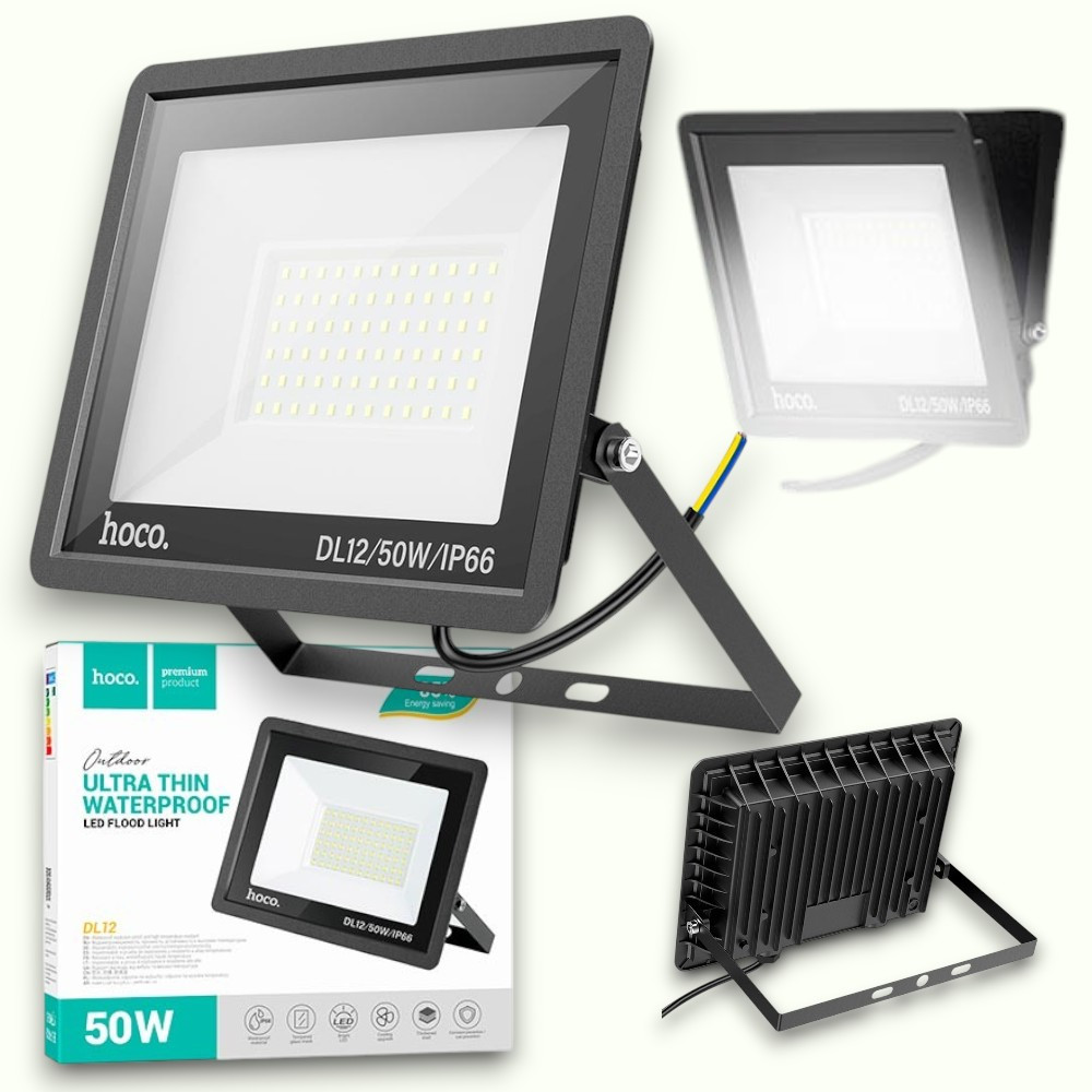 Лампа-прожектор Hoco DL12 50W, Вулична світлодіода LED лампа з датчиком руху