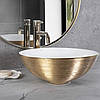 Умивальник (раковина) REA STELLA BRUSHED GOLD WHITE накладний, фото 3