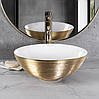 Умивальник (раковина) REA STELLA BRUSHED GOLD WHITE накладний, фото 4