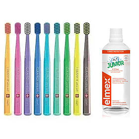 Зубна щітка Curaprox CS Smart 7600 від 5 років ультрам'яка + дитячий ополіскувач Elmex Junior 6-12 років