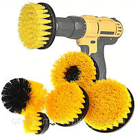 Набір щіток-насадок на дриль, щітки на шурупокрут для чищення авто/салону 5 шт. Чорно-Жовті
