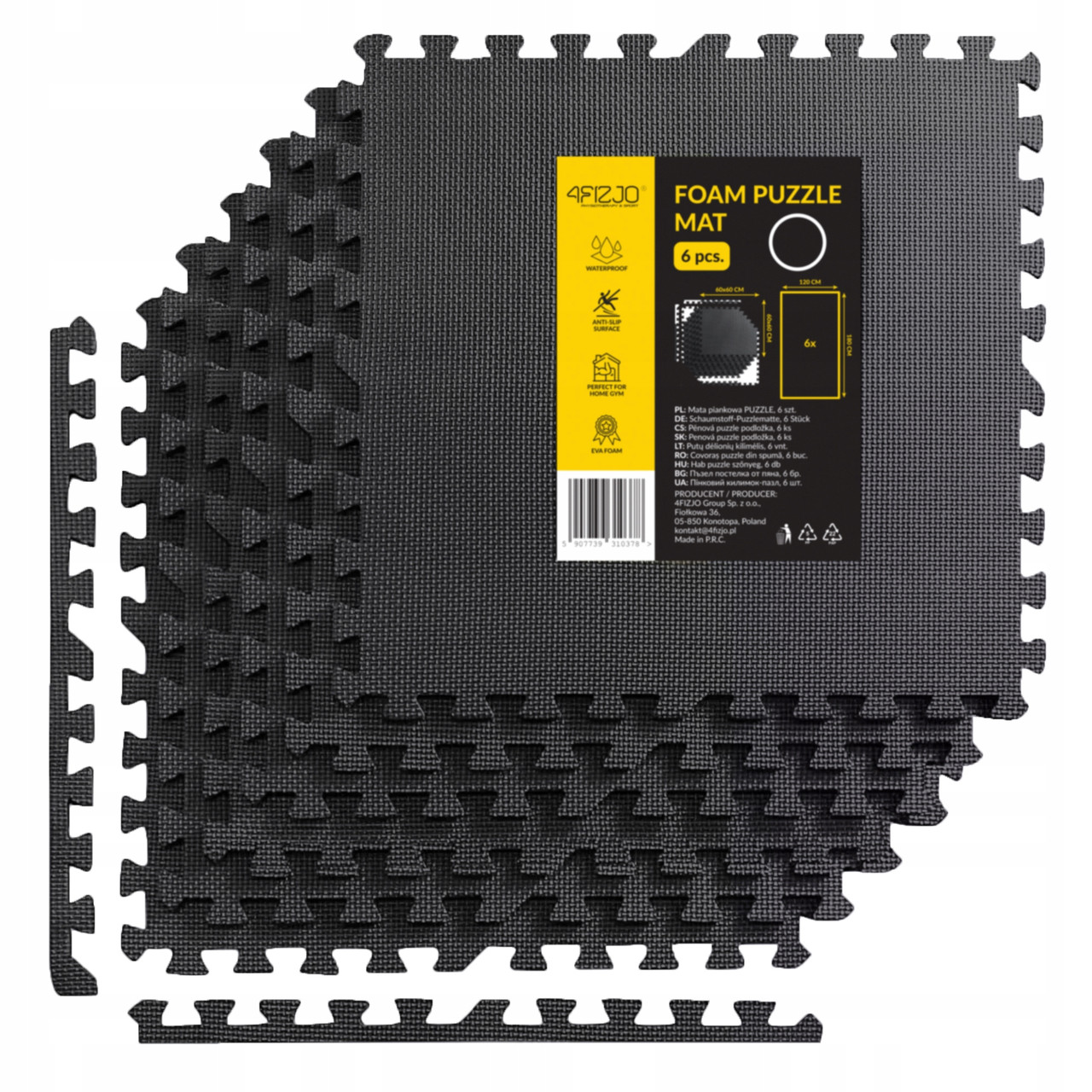 Мат-пазл (ластівчин хвіст) 4FIZJO Mat Puzzle EVA 180 x 120 x 1 cм Black (P-5907739310378)