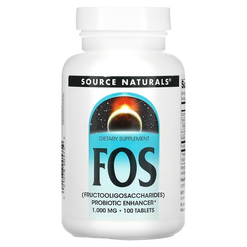 Пребіотик, фруктоолігосахариди, FOS, Source Naturals, 100 таблеток