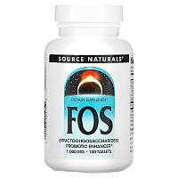 Пребіотик, фруктоолігосахариди, FOS, Source Naturals, 100 таблеток