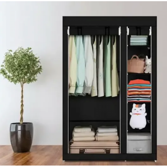 Тканинна шафа для речей Storage Wardrobe 88105 складаний гардероб 2 секції, 105 х 45 х 170 см Чорний
