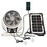 Вентилятор портативний 4в1 (6", сонячна панель, 2 LED лампи, 2 швидкості, 6Вт, USB, 3.2V/4000 мАг), фото 3