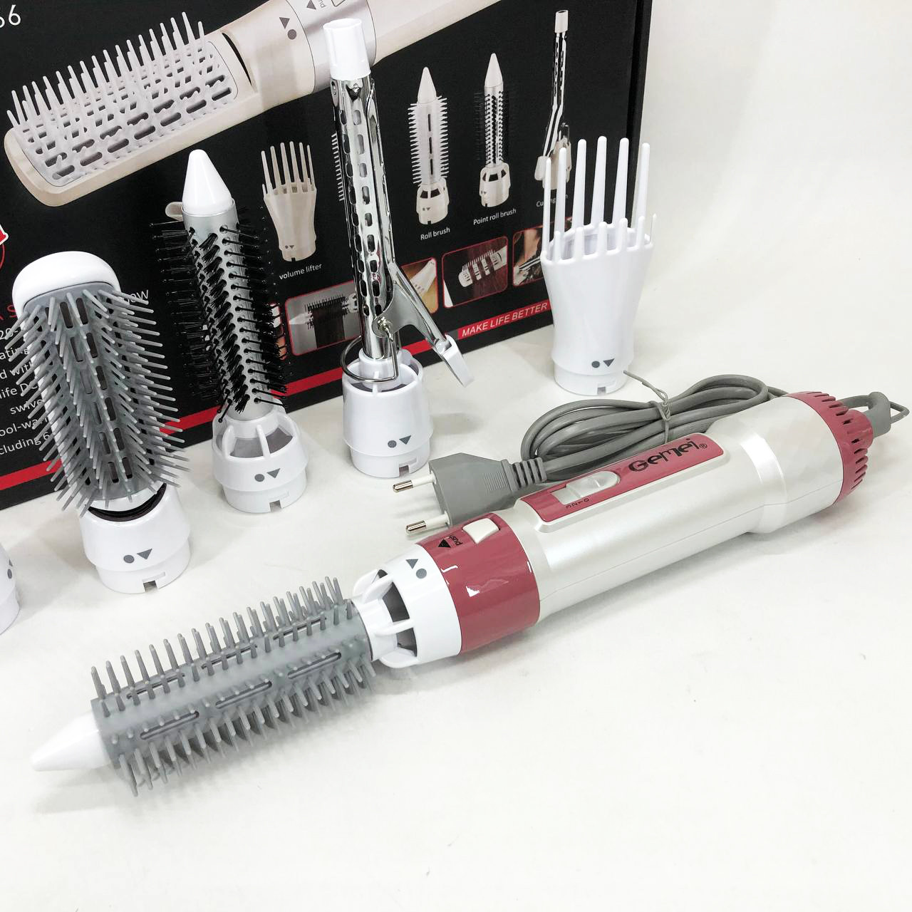 Фен практичний Gemei GM-4836 7 в 1, Фен професійна щітка, Фен-гребінець для створення зачіски UK-58, фото 1