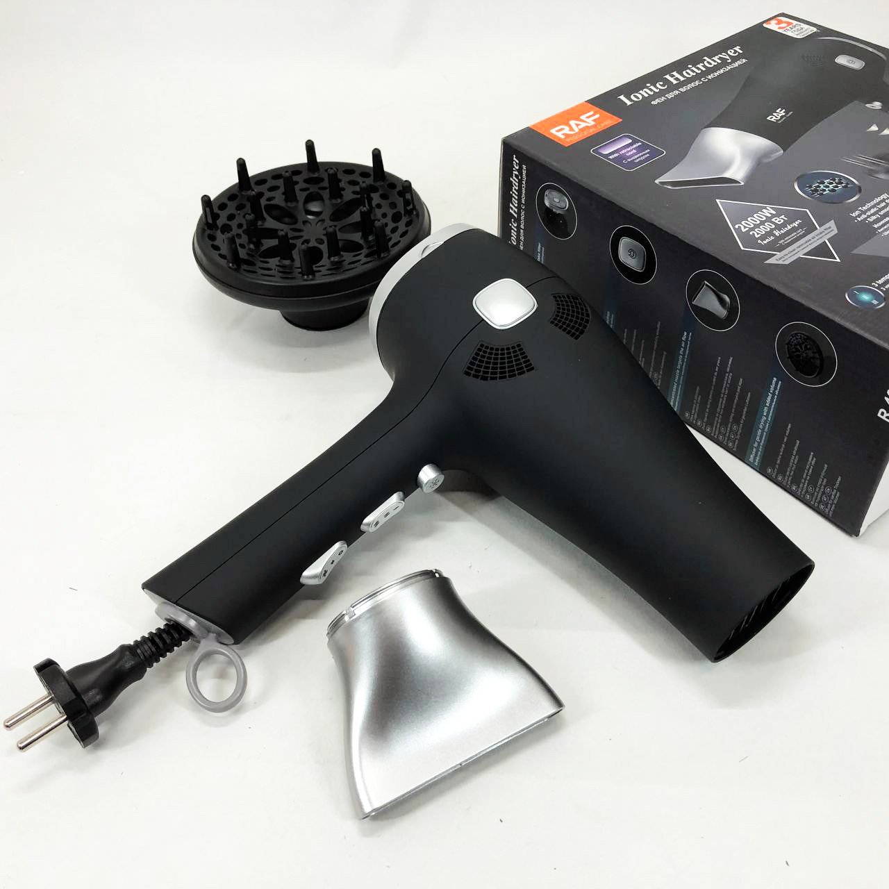 Фен для красивої укладки волосся RAF R.402B 2400 Вт, Класичний фен для волосся Хороший електричний QH-31, фото 1