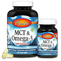 MCT & Омега-3, Carlson, 120+30 желатинових капсул