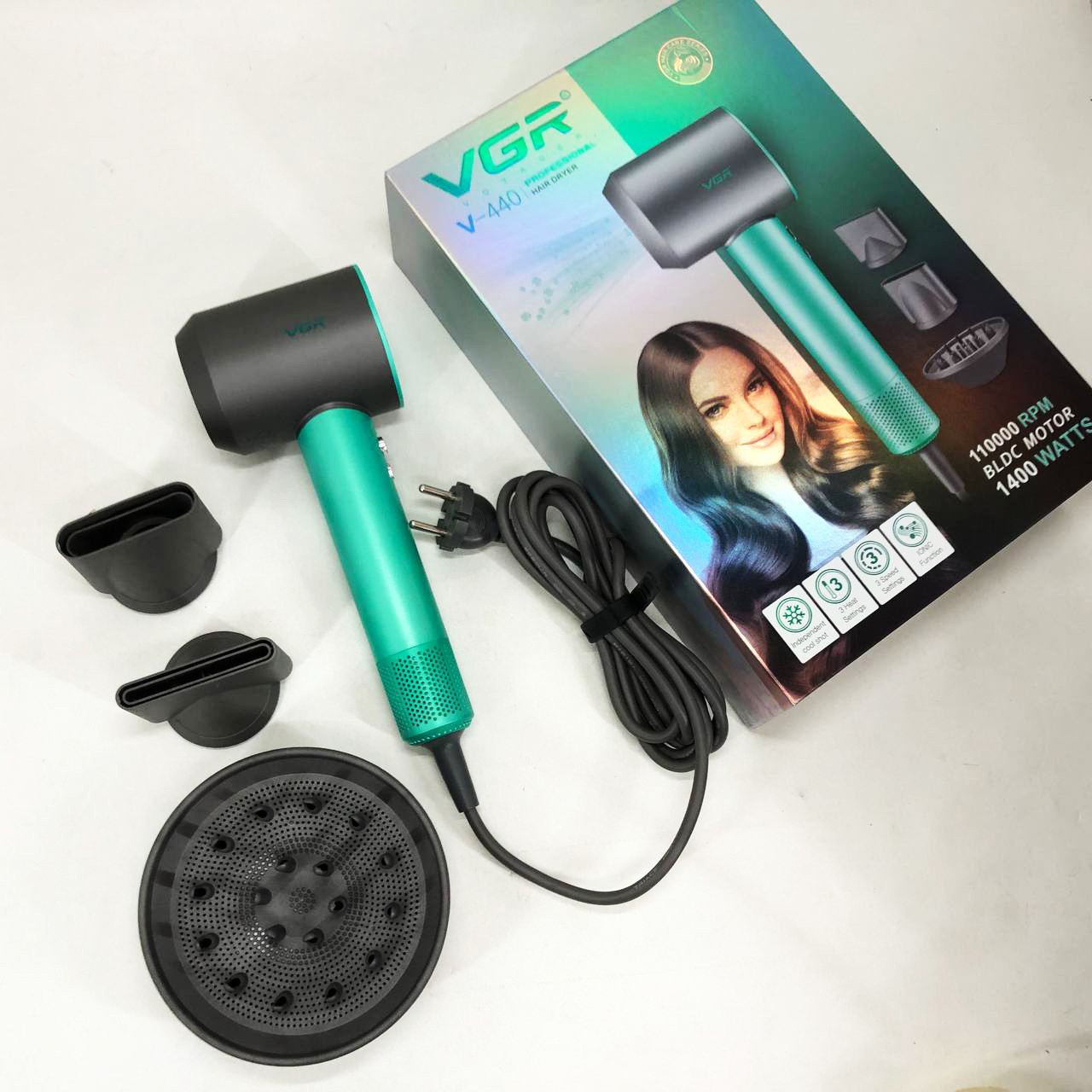 Фен для красивої укладки волосся, Зручний надійний фен для волосся з режимами LE-61, фото 1