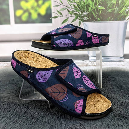 Тапочки жіночі Inblu сині на липучці з корковою устілкою 4229, фото 1