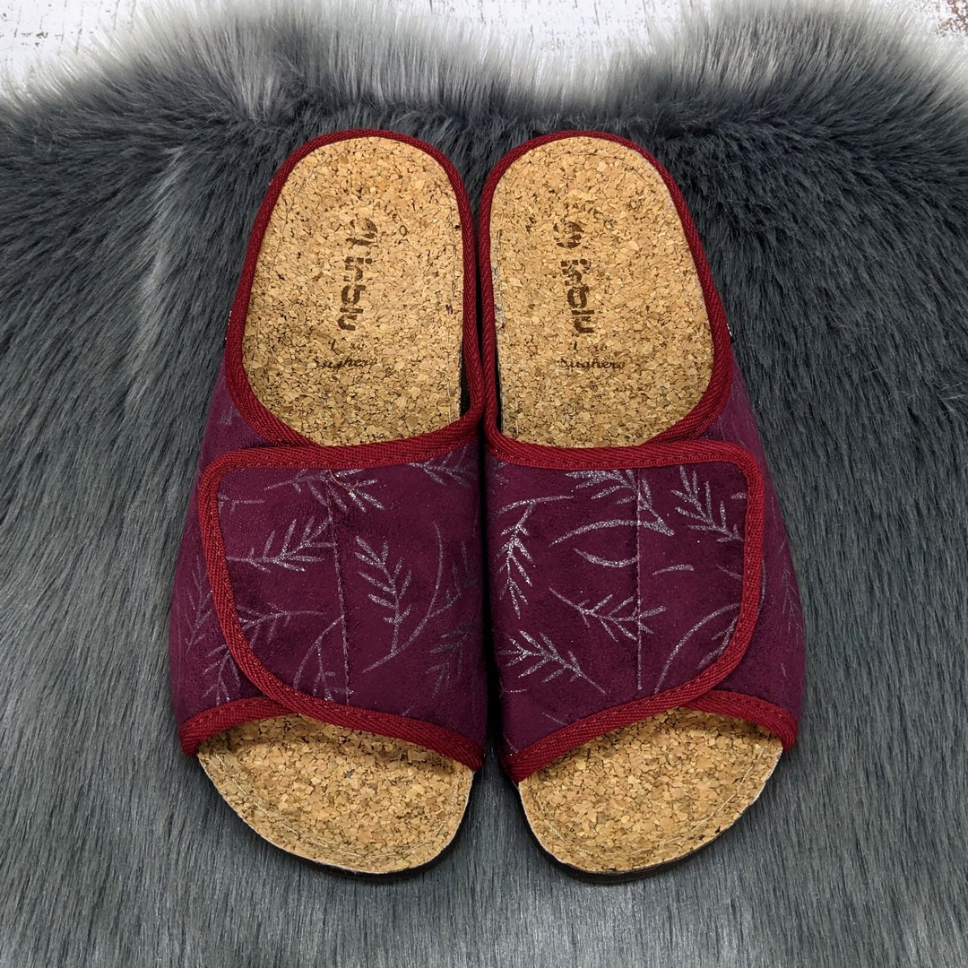 Тапочки жіночі Inblu сливові на липучці з корковою устілкою 4927