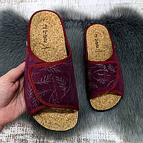 Тапочки жіночі Inblu сливові на липучці з корковою устілкою 4927, фото 4