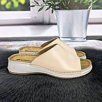 Шльопанці жіночі Inblu світло-бежеві шкіряні на танкетці 4926, фото 4