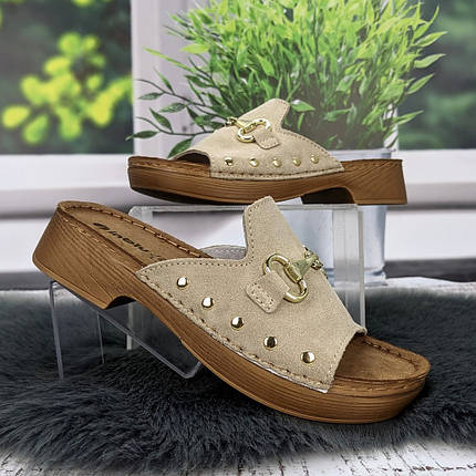 Шльопанці жіночі Inblu світло-бежеві замшеві 4928, фото 1