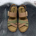 Босоніжки жіночі Inblu коричневі з оливковим шкіряні з пряжкою 4929, фото 5