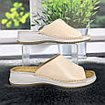 Шльопанці жіночі Inblu світло-бежеві шкіряні на танкетці 4926, фото 2