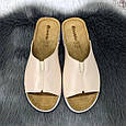 Шльопанці жіночі Inblu світло-бежеві шкіряні на танкетці 4926, фото 5