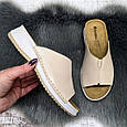 Шльопанці жіночі Inblu світло-бежеві шкіряні на танкетці 4926, фото 7
