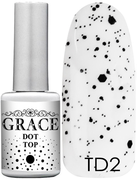 Фінішне покриття Топ із пластівцями Грейс GRACE DOT Top Black 10 мл, фото 1