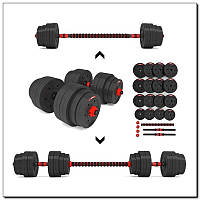 Набір штанга+гантелі HMS SGР40 - 40 кг, чорно-червоний
