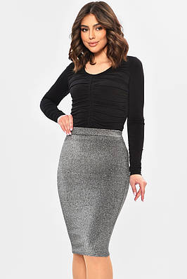 Спідниця жіноча однотонна сірого кольору р.40 202628T Безкоштовна доставка