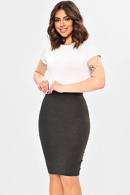 Спідниця жіноча однотонна сірого кольору р.36 202643T Безкоштовна доставка