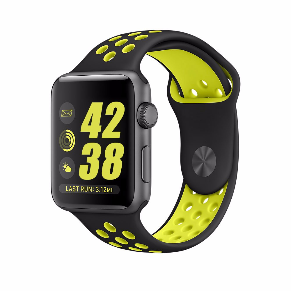 Спортивный ремешок с перфорацией Primo для часов Apple Watch 42mm / 44mm / 45mm - Black&Yellow L - фото 2 - id-p466986997