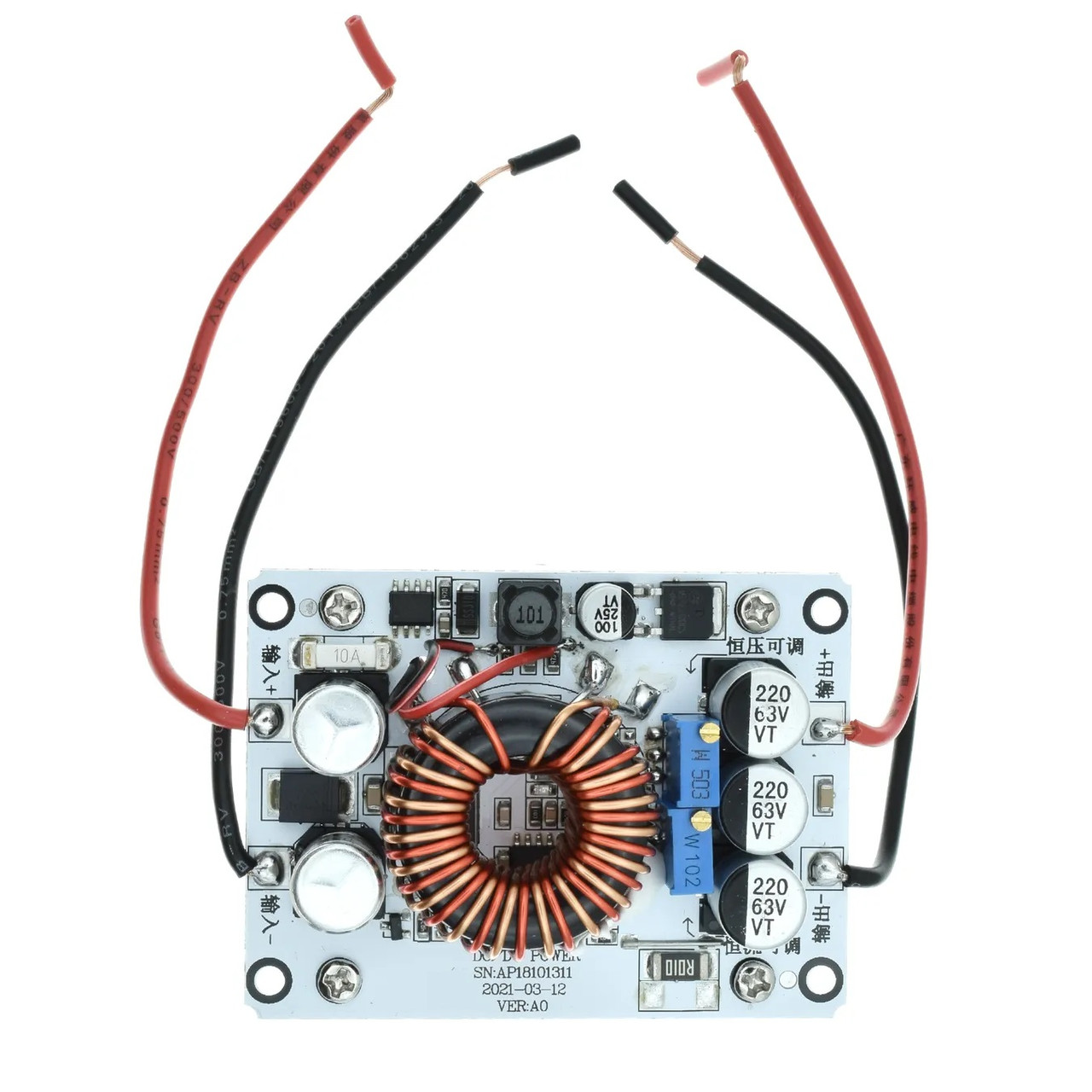 Понижувально-підвищуючий перетворювач напруги 1–70V, Step-Up/Step-Down DC-DC конвертер, з радіатором і кулером