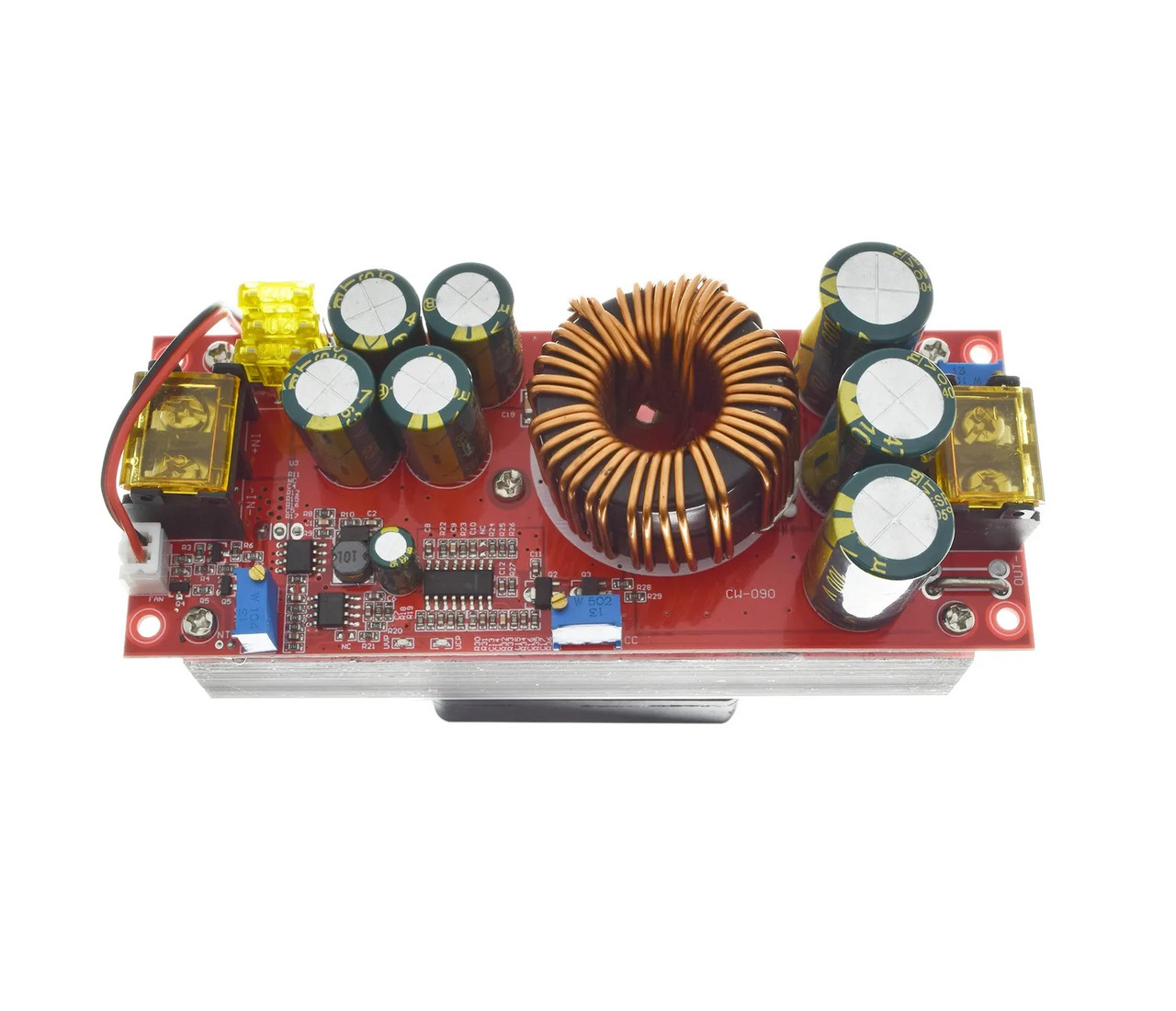 Підвищуючий перетворювач напруги 10–60V to 12–90V, Step-Up DC-DC конвертер, 1800W 40A, з радіатором і кулером, фото 1
