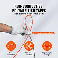 Пристосування для протягування кабелю VEVOR 38,1 м Високоякісна спіраль для протягування PET у комплекті з бавовняними рукавичками