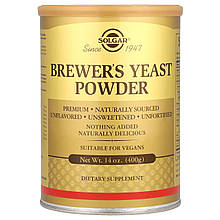 Пивні дріжджі, Brewer's Yeast, Solgar, порошок, 400 гр.