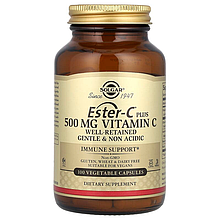 Вітамін С плюс (естер С), Ester-C Plus, Solgar, 500 мг, 100 рослинних капсул
