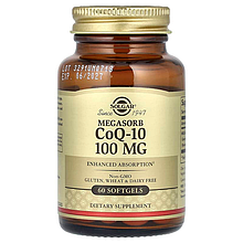 Коензим CoQ-10, Megasorb CoQ-10, Solgar, 100 мг, 60 гелевих капсул