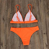 Пляжний жіночий купальник помаранчевого кольору плавки та ліф без кісточок, фото 2