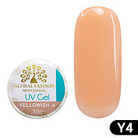 Global Fashion Гель для нарощування нігтів, Yellowish - 4, 50 г
