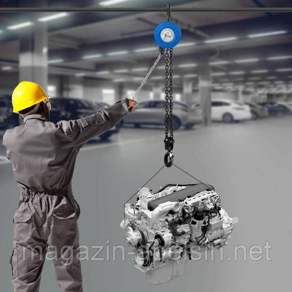 Ручна ланцюгова таль синього кольору 2T 3m, ручна ланцюгова таль - вантажопідйомність 4409,25 фунтів, антиреверс