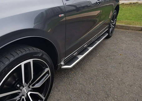 Бокові пороги OEM-V1 (2 шт. Алюміній) для Ауди Q3 2011-2019 рр, фото 1