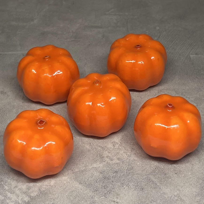 Набір овочів- Гарбуз - міні декор (муляж) розмір 3,4*2,7 см (одного), пінопласт, помаранчевий, арт 018276, упаковка 5 шт,, фото 1
